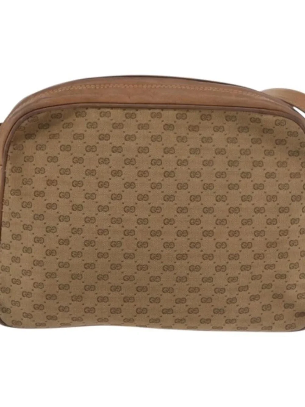 GUCCI Micro GG Supreme Shoulder Bag PVC Beige Gold Auth 175309